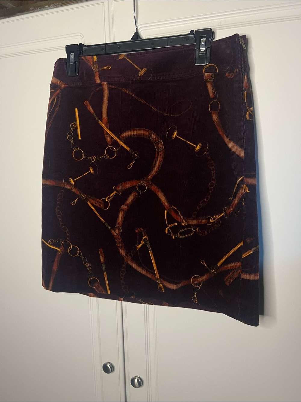 Talbots Equestrian Print Corduroy Skirt - Picture 6 of 15